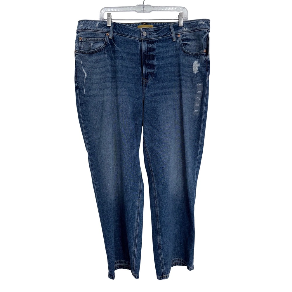 Maurices Womens Jeans 20W Regular Curvy Fit High Rise Cheeky Wide Leg Distressed
